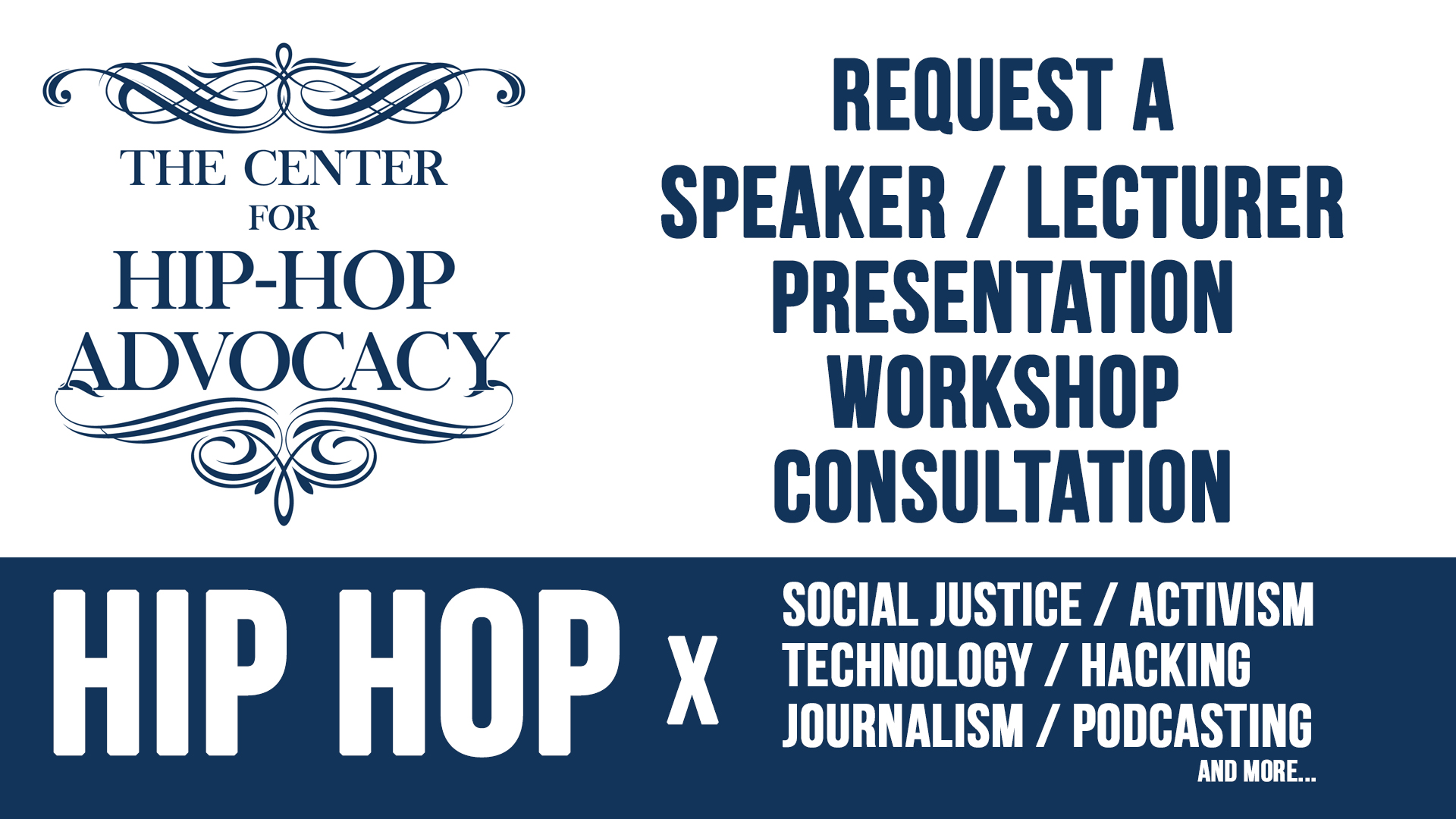 Hip hop public speaker, presentation, lecture, workshop inquiry